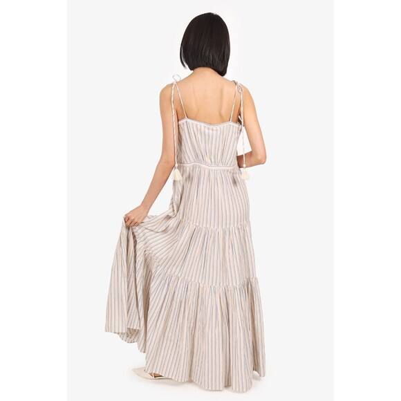 Veronica Beard Windansea Midi Dress Striped Printed Tiered Resort M New 282093 - Picture 2 of 10